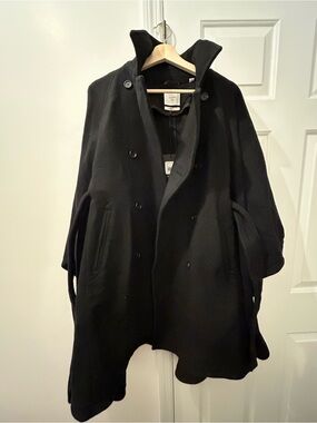 NWT Black Wool Billy Reid Cape Peacoat